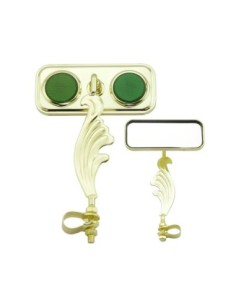 Rectangle Wing Mirror Gold Left Green Reflectors.